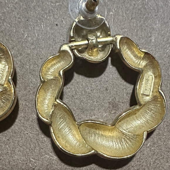 Trifari Gold Twisted Hoop Earrings - Picture 3 of 3